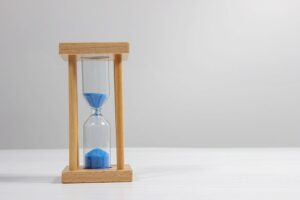 picture of an hourglass on a table top