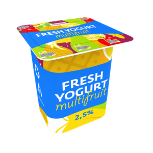 a colorful yogurt cup